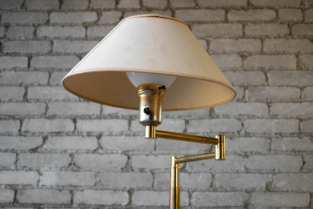 Vintage Walter Von Nessen Brass Floor Lamp With Swing Arm