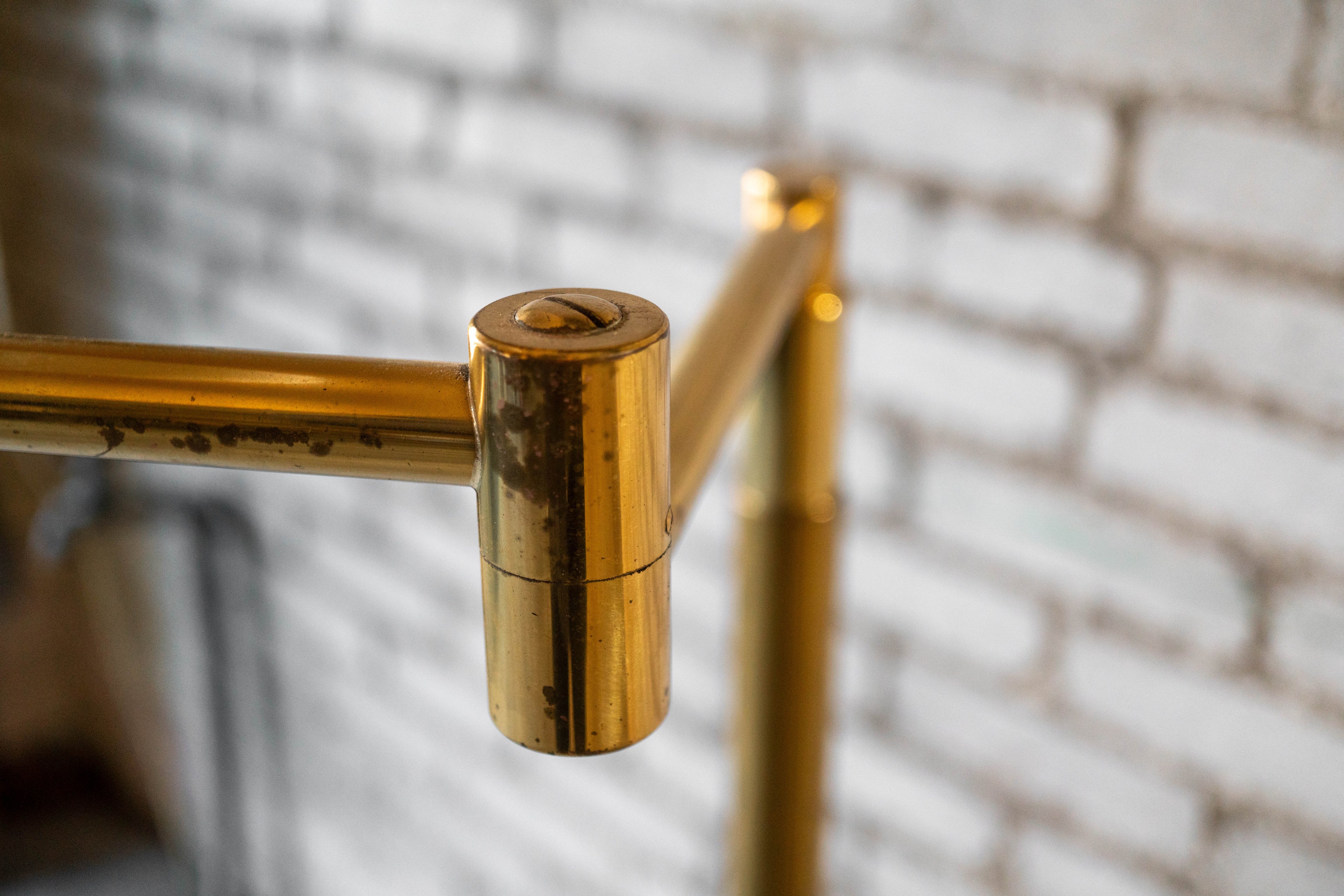 Vintage Walter Von Nessen Brass Floor Lamp With Swing Arm