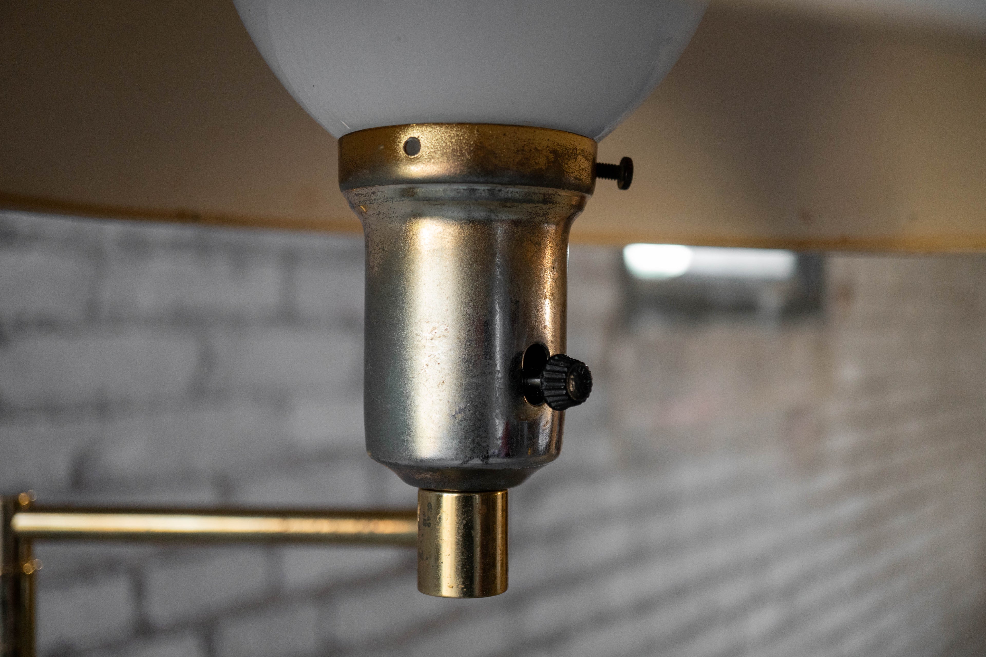 Vintage Walter Von Nessen Brass Floor Lamp With Swing Arm