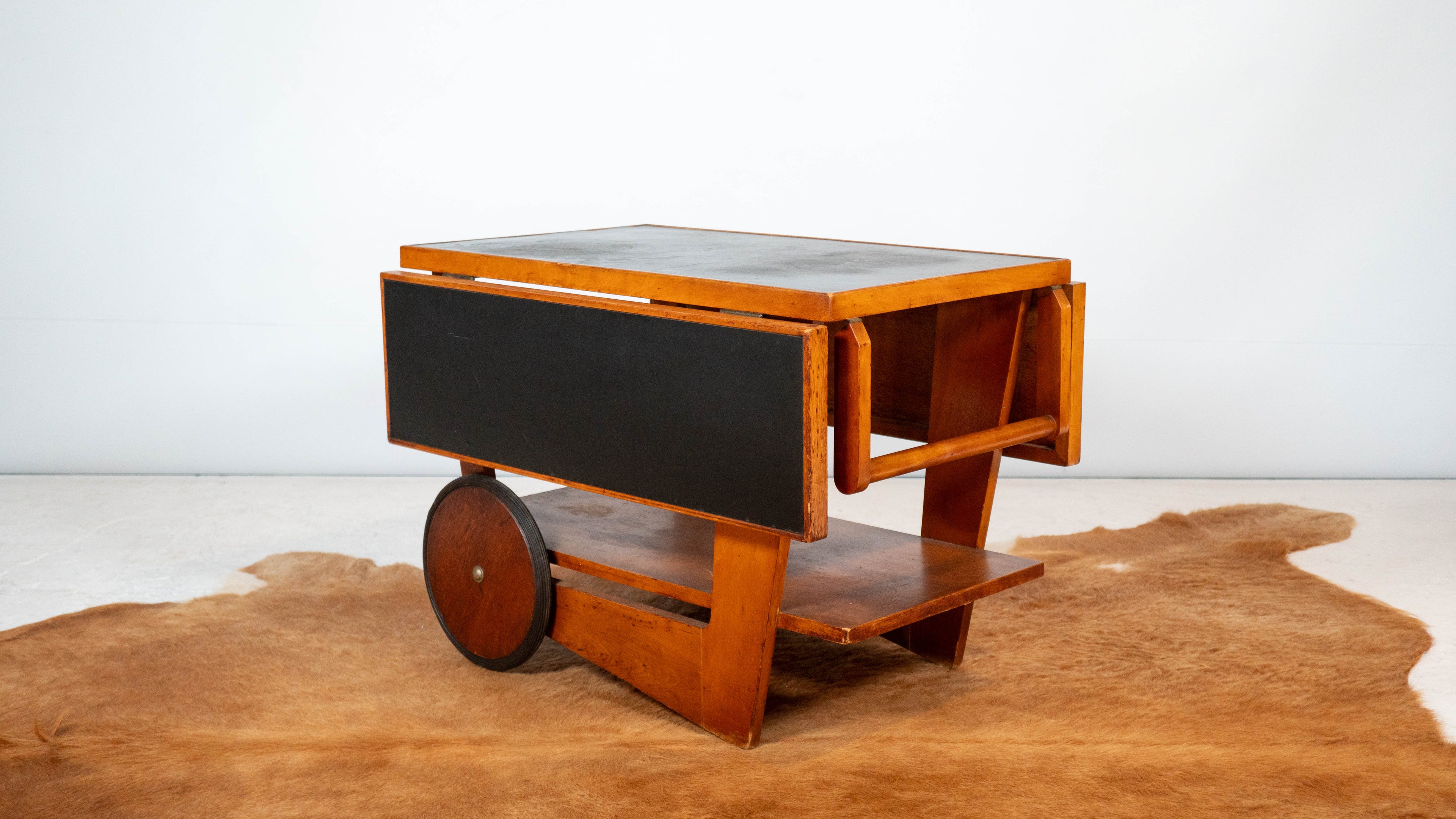 Art Deco Alvar Aalto Style Wooden Bar Cart, c.1950s