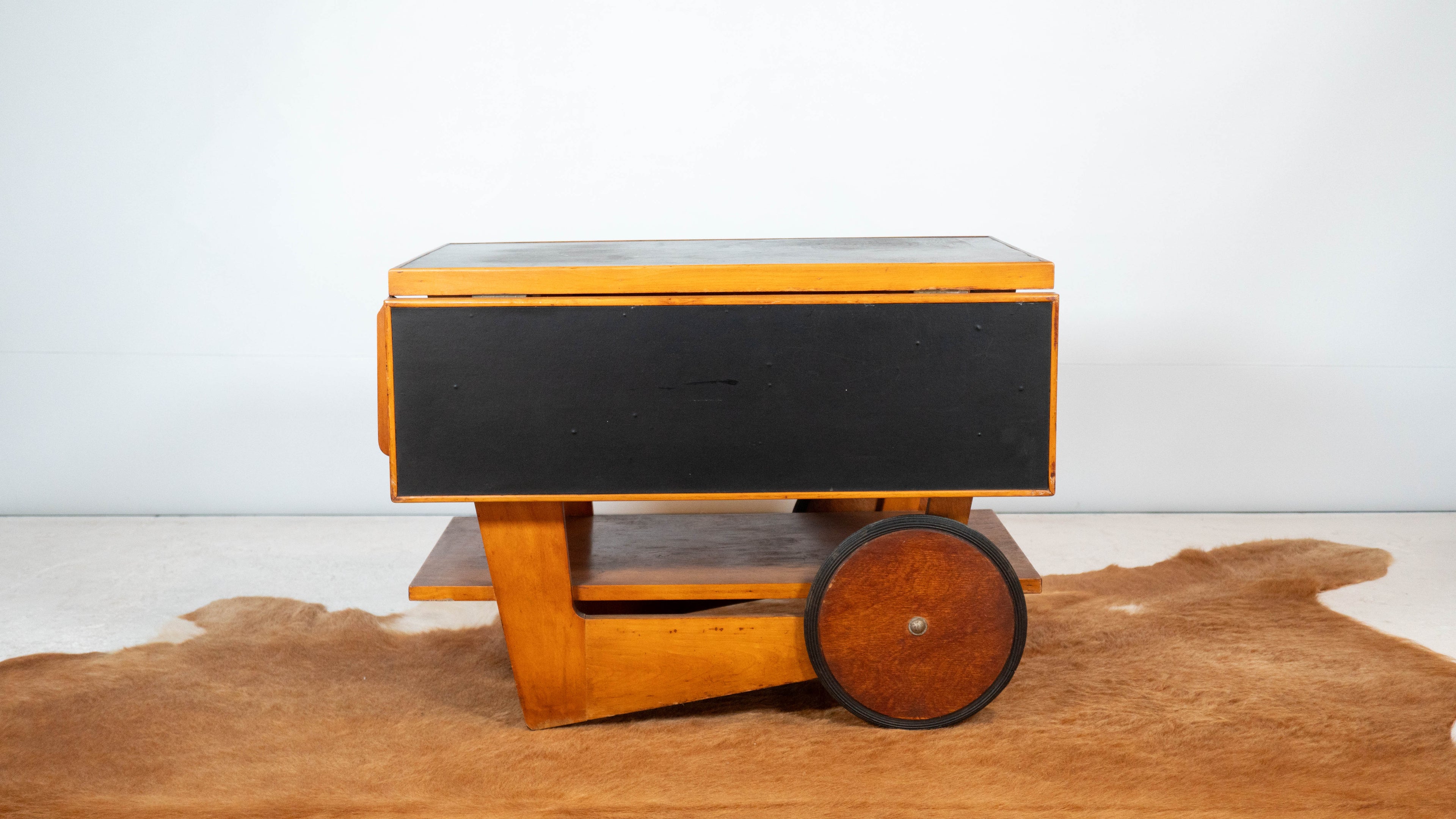 Art Deco Alvar Aalto Style Wooden Bar Cart, c.1950s