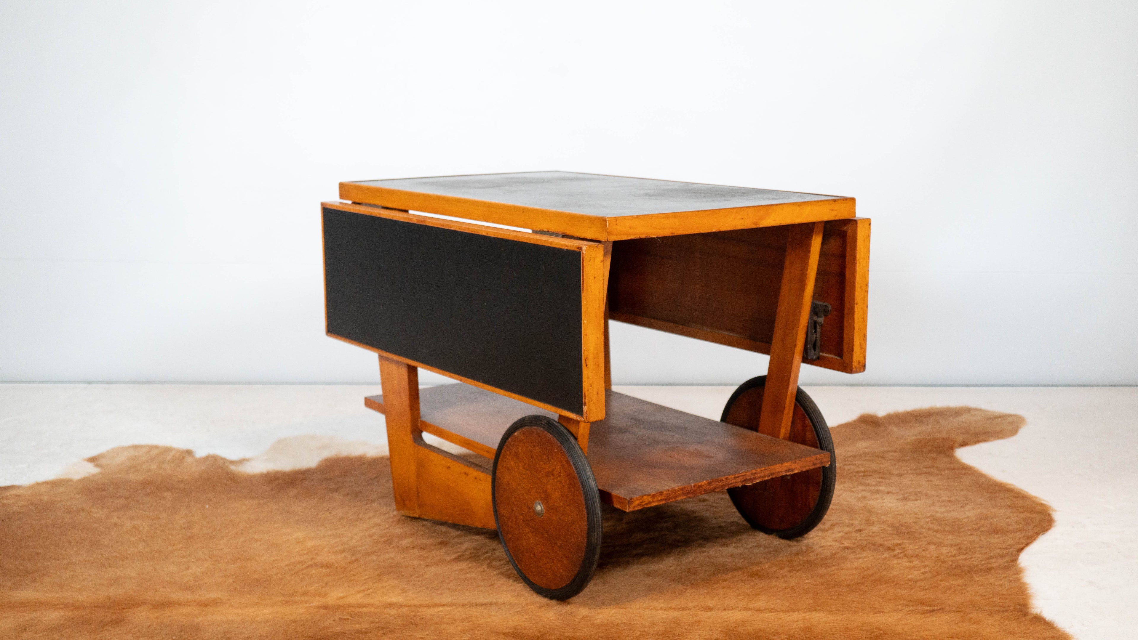 Art Deco Alvar Aalto Style Wooden Bar Cart, c.1950s