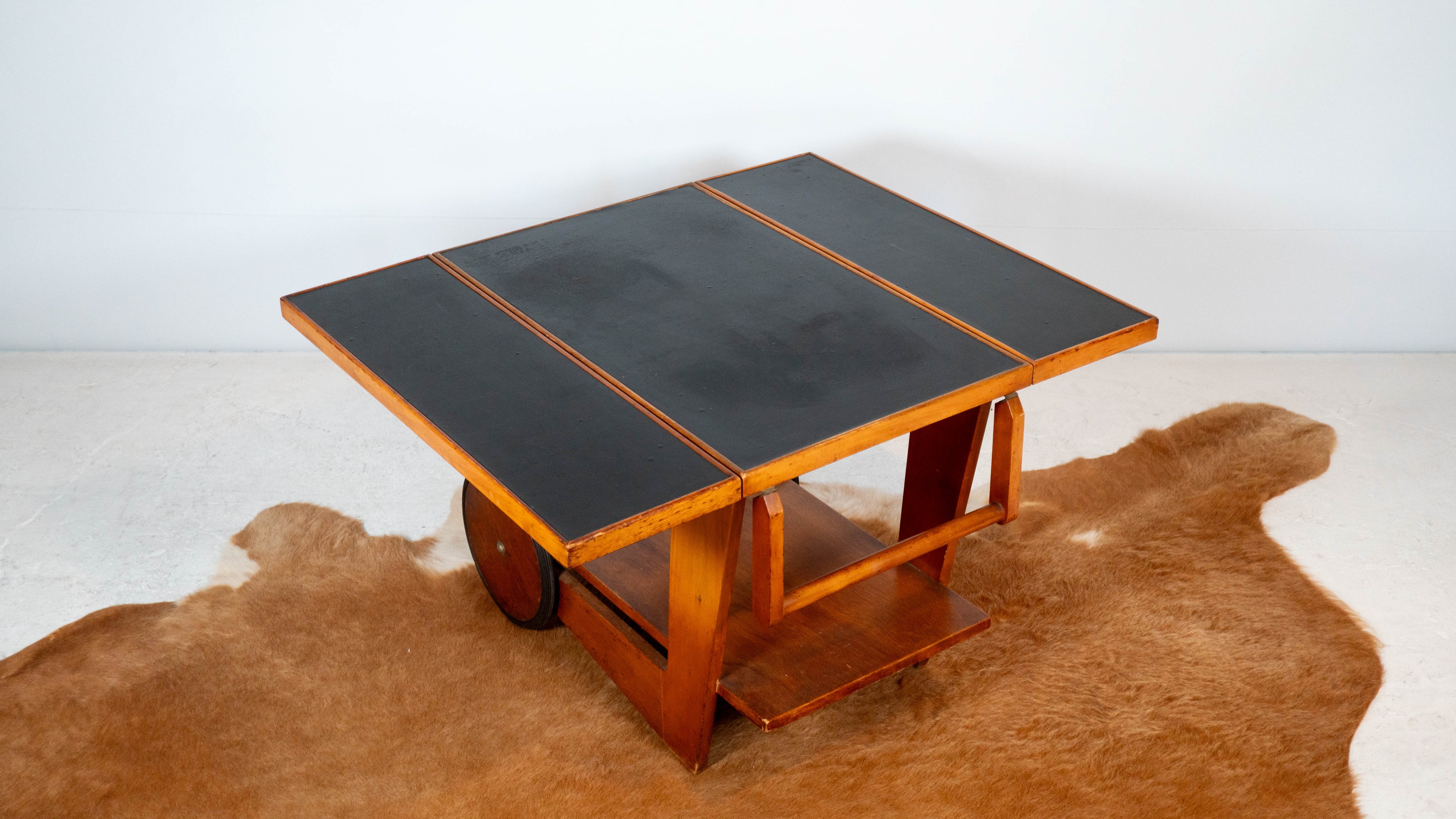 Art Deco Alvar Aalto Style Wooden Bar Cart, c.1950s