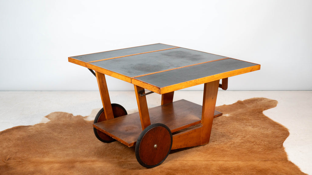 Art Deco Alvar Aalto Style Wooden Bar Cart, c.1950s