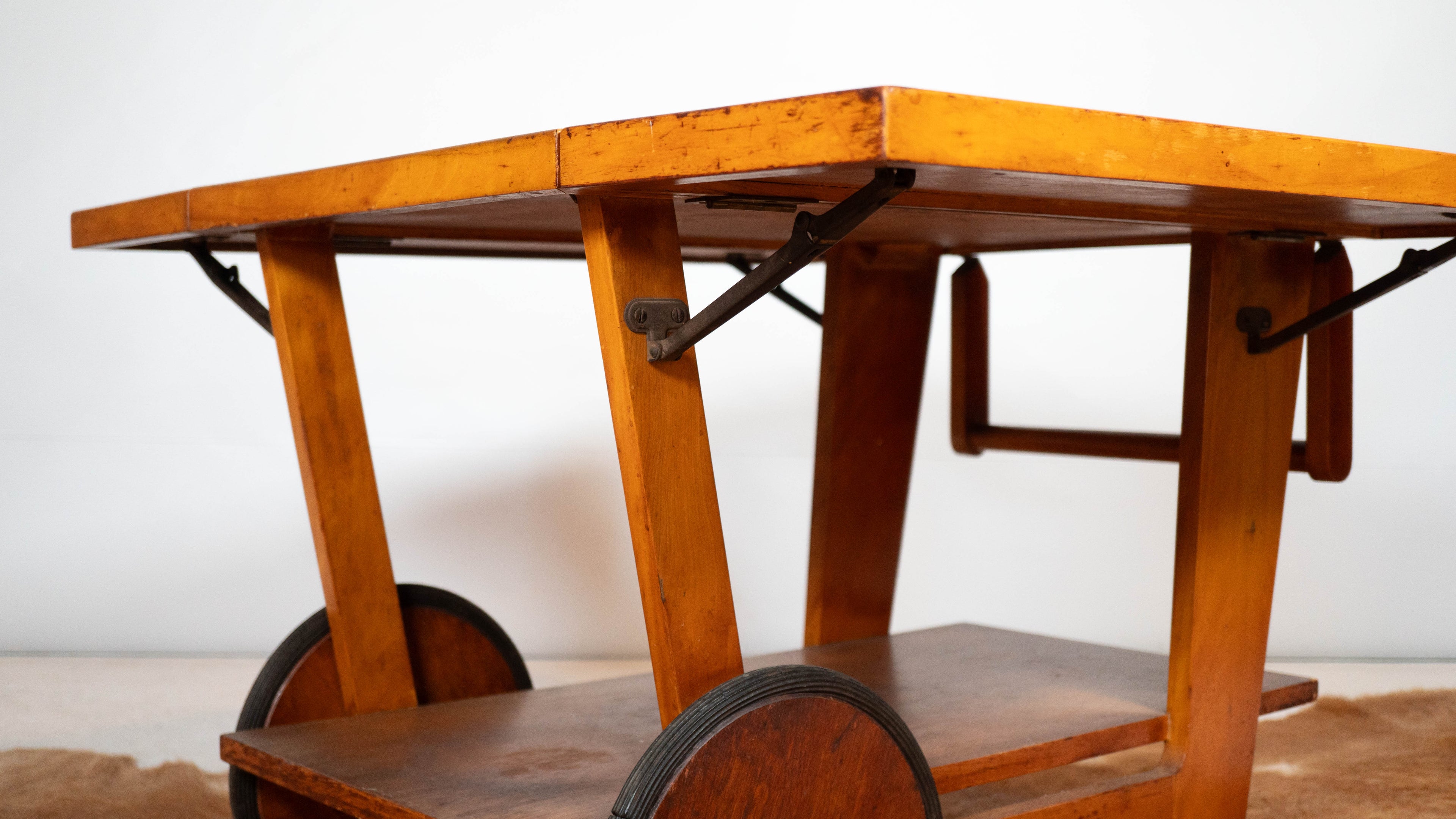 Art Deco Alvar Aalto Style Wooden Bar Cart, c.1950s