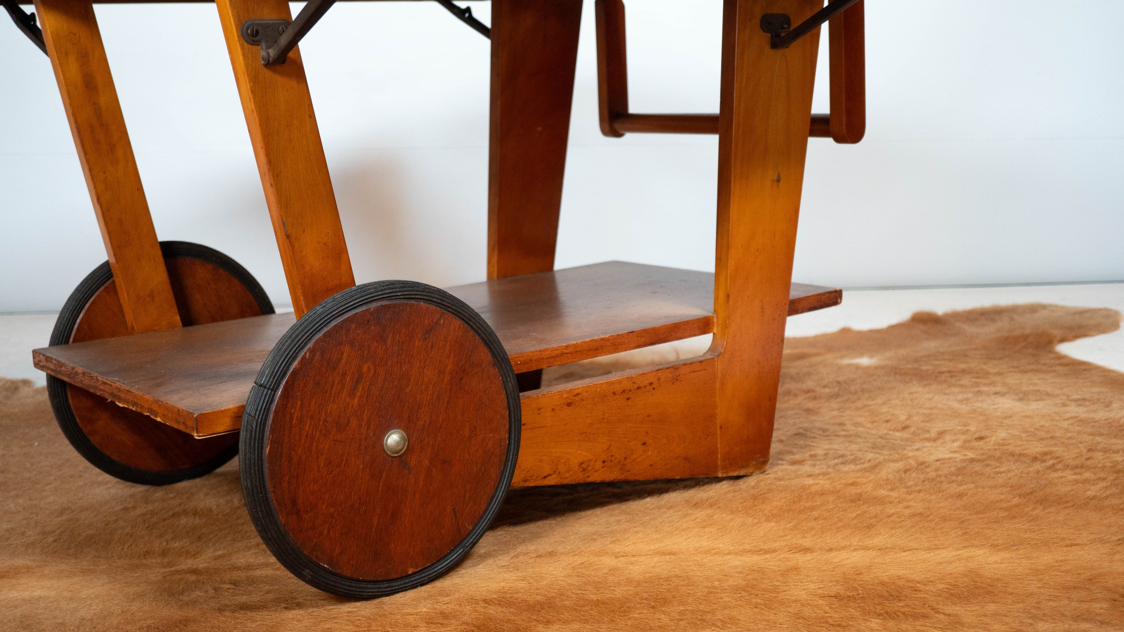 Art Deco Alvar Aalto Style Wooden Bar Cart, c.1950s