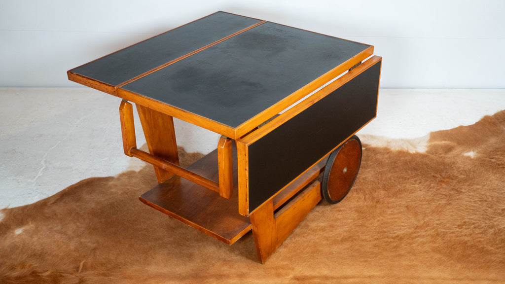 Art Deco Alvar Aalto Style Wooden Bar Cart, c.1950s