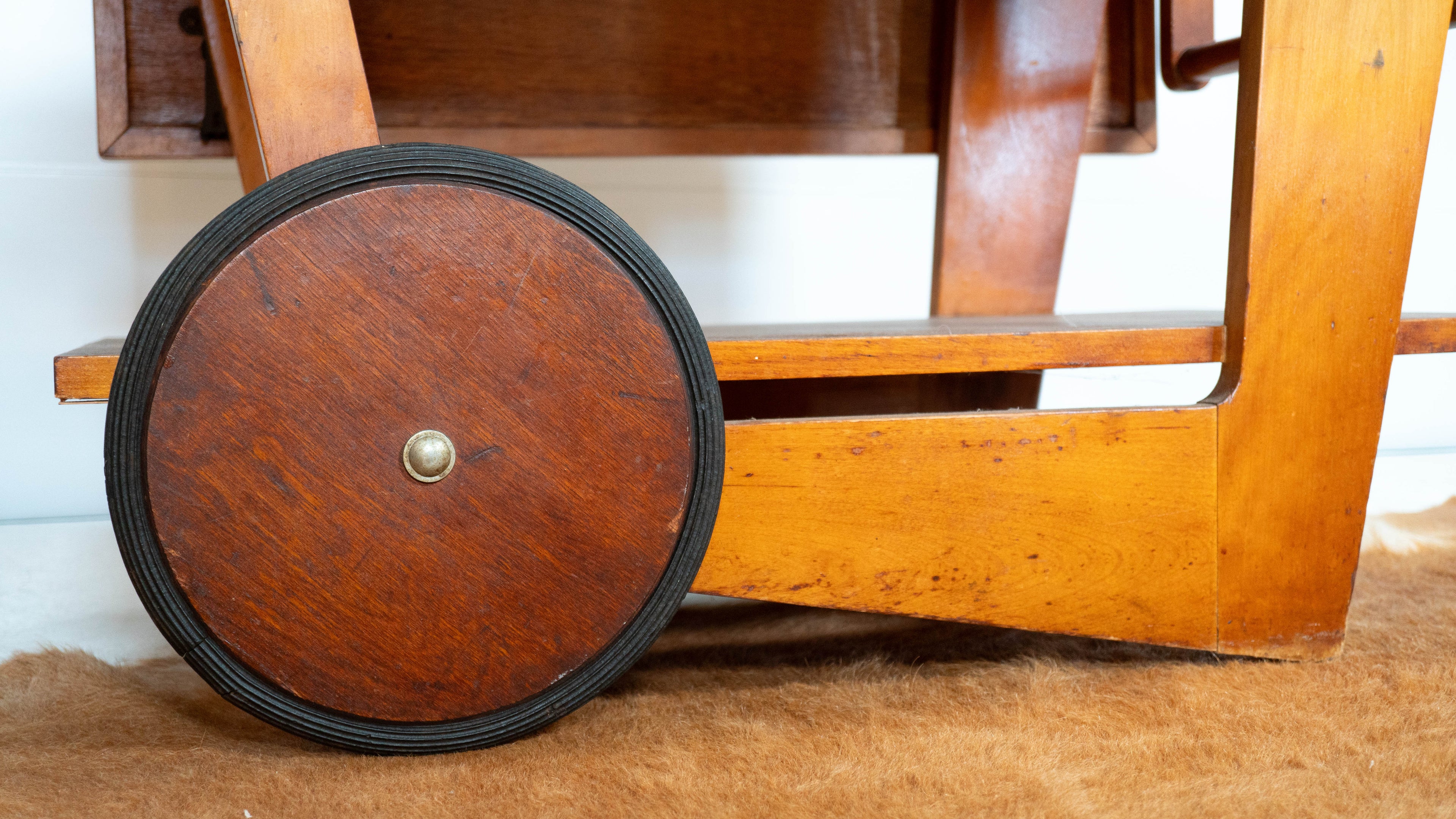 Art Deco Alvar Aalto Style Wooden Bar Cart, c.1950s