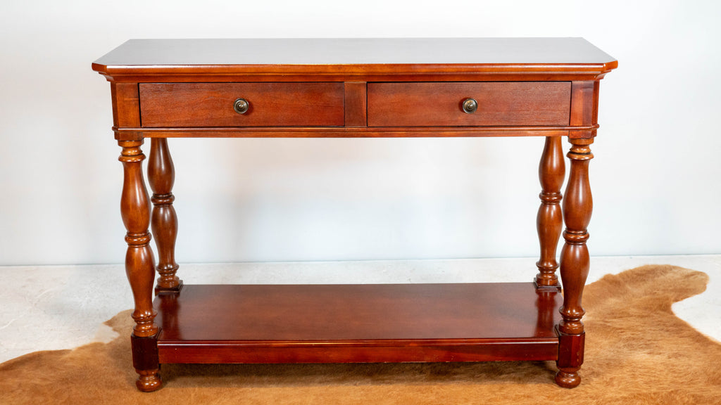 1990s Ralph Lauren Mahagony Twin Drawer Console Table