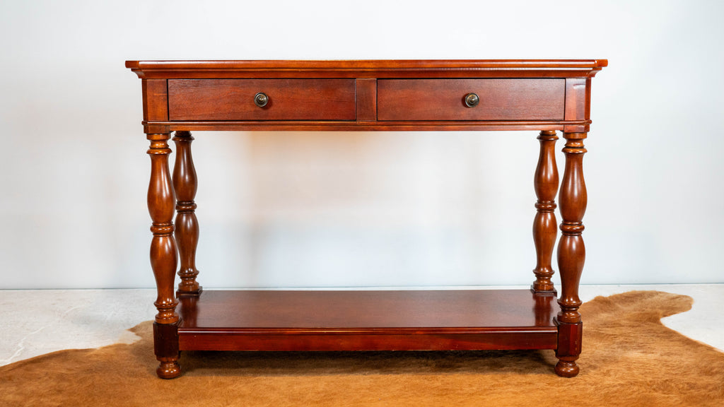 1990s Ralph Lauren Mahagony Twin Drawer Console Table