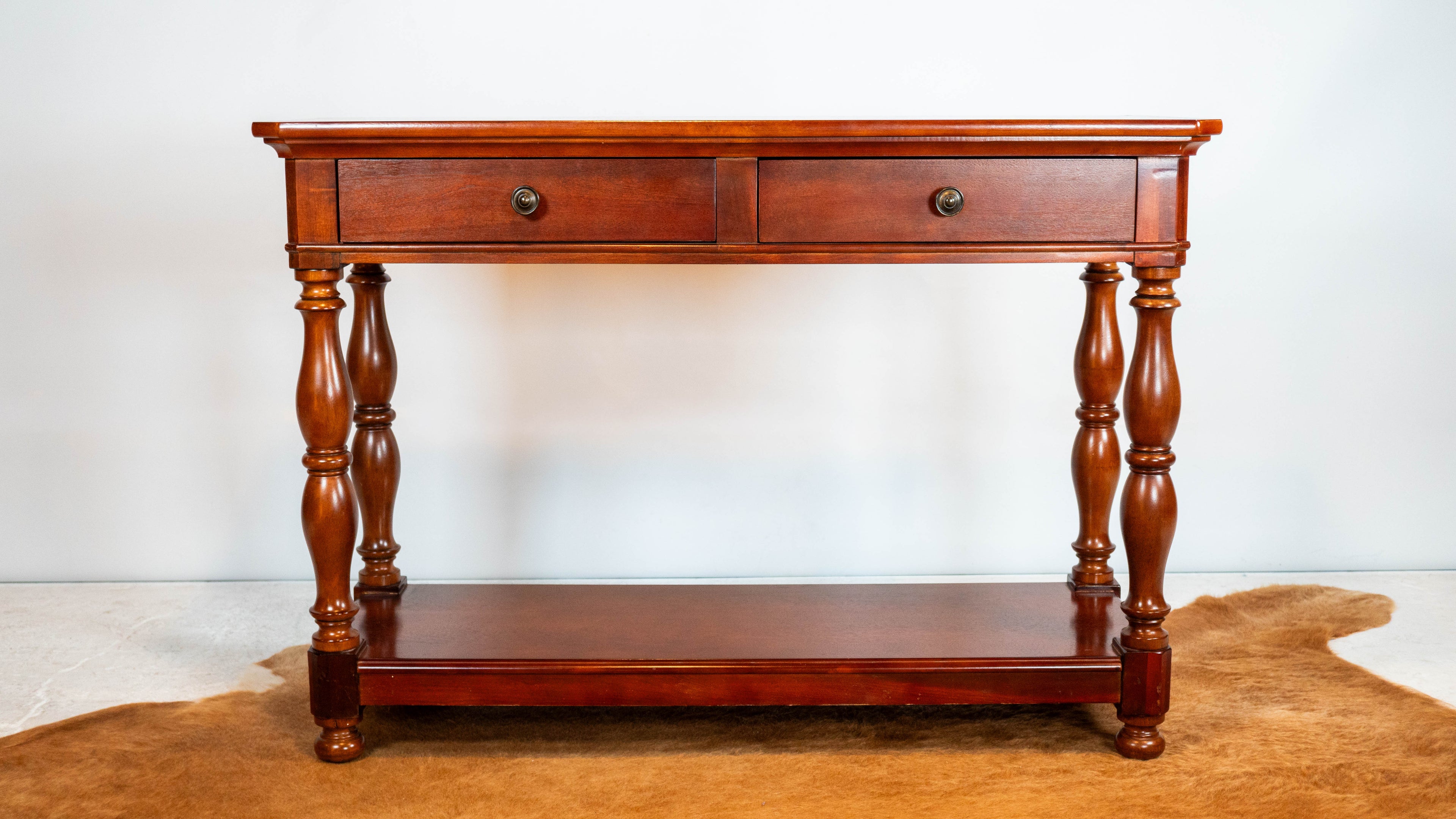1990s Ralph Lauren Mahagony Twin Drawer Console Table