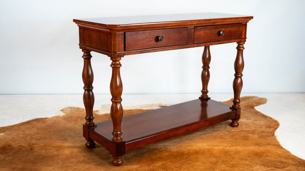 1990s Ralph Lauren Mahagony Twin Drawer Console Table