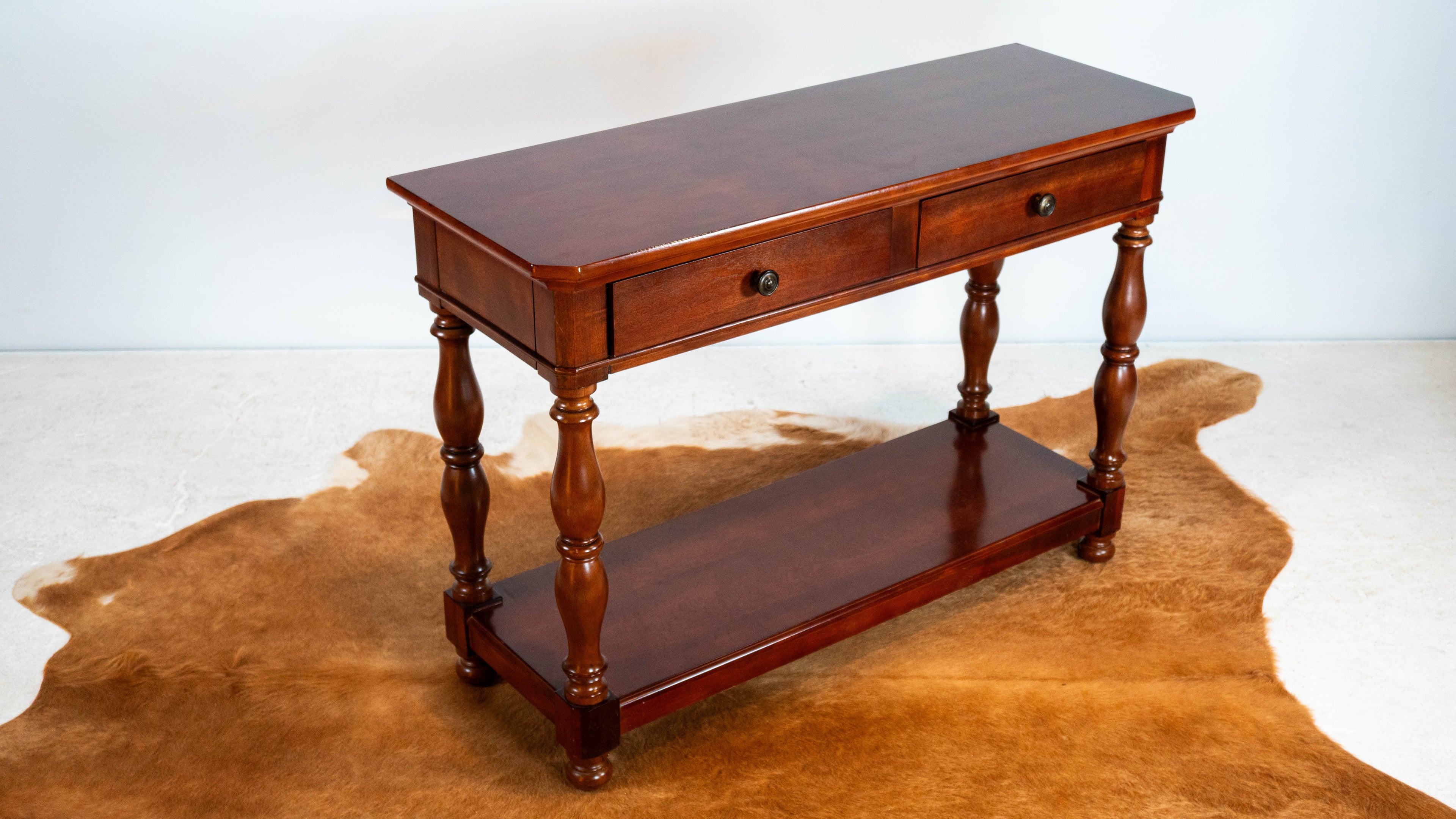 1990s Ralph Lauren Mahagony Twin Drawer Console Table