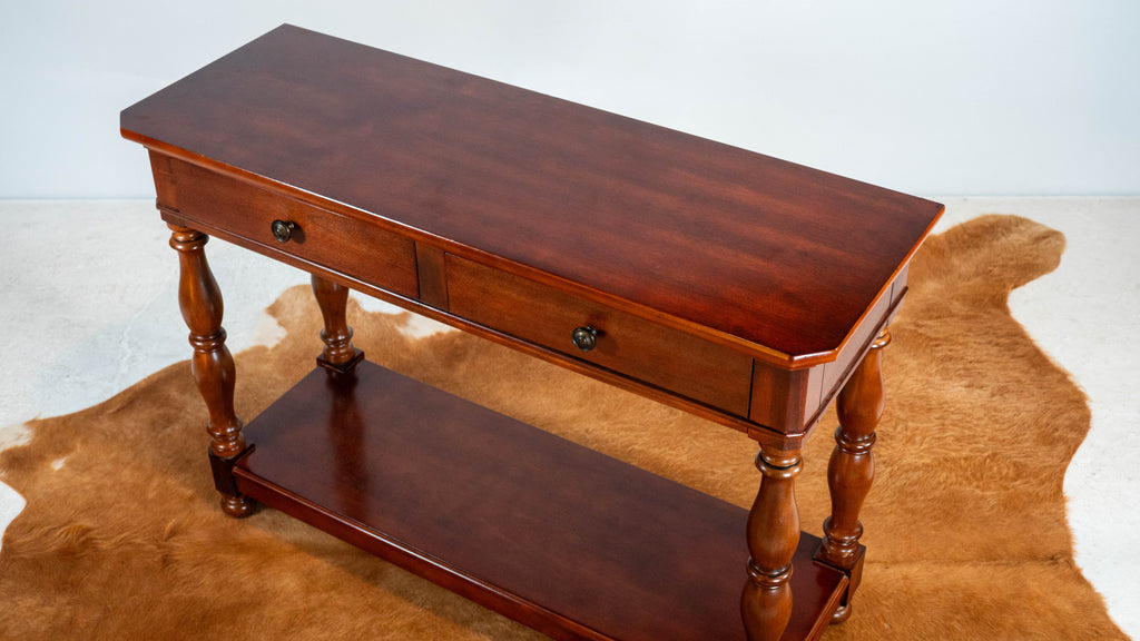 1990s Ralph Lauren Mahagony Twin Drawer Console Table