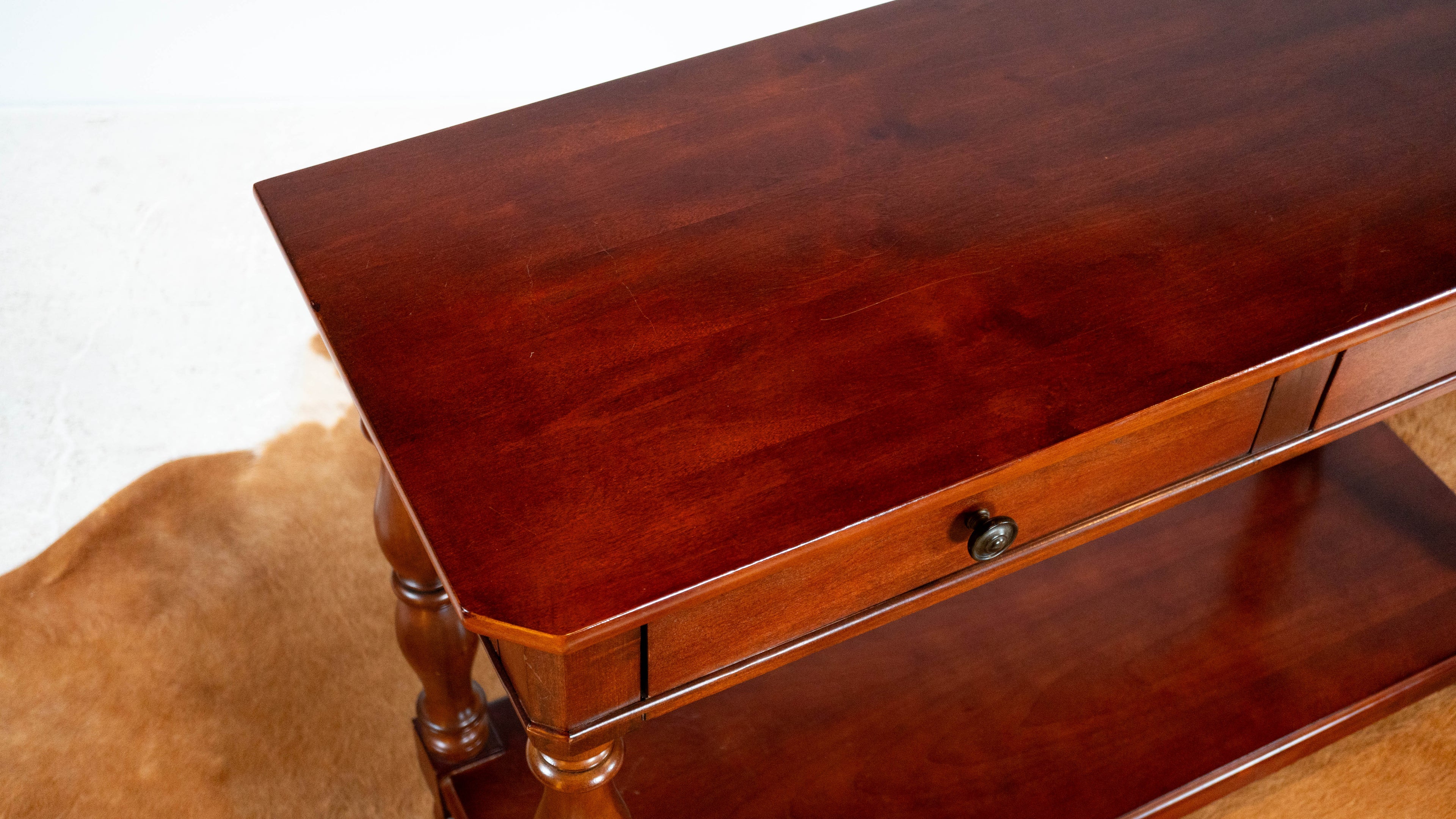 1990s Ralph Lauren Mahagony Twin Drawer Console Table