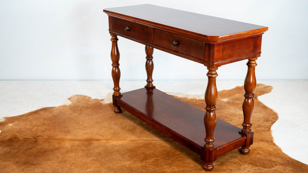 1990s Ralph Lauren Mahagony Twin Drawer Console Table