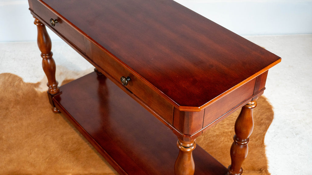 1990s Ralph Lauren Mahagony Twin Drawer Console Table