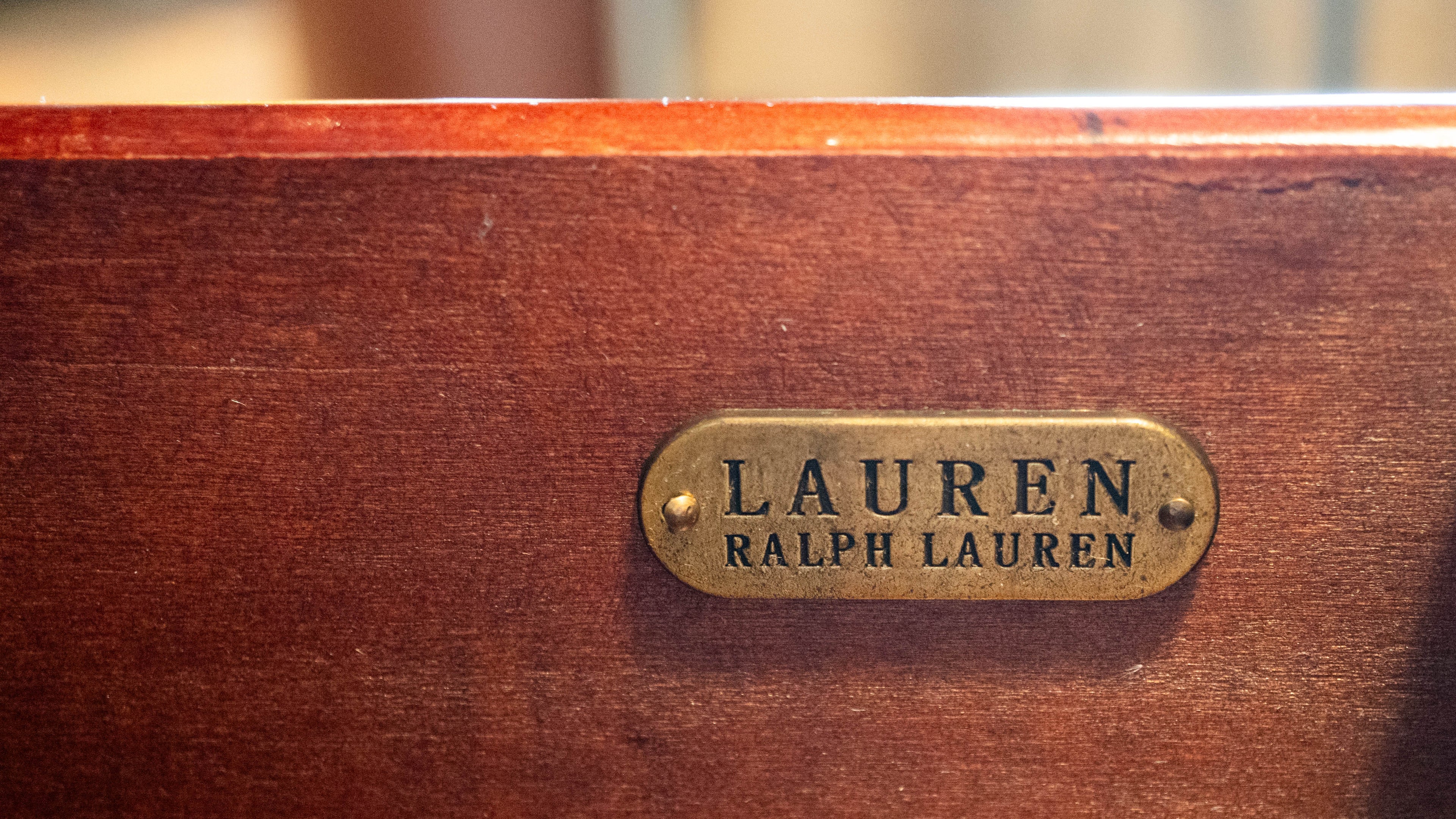 1990s Ralph Lauren Mahagony Twin Drawer Console Table