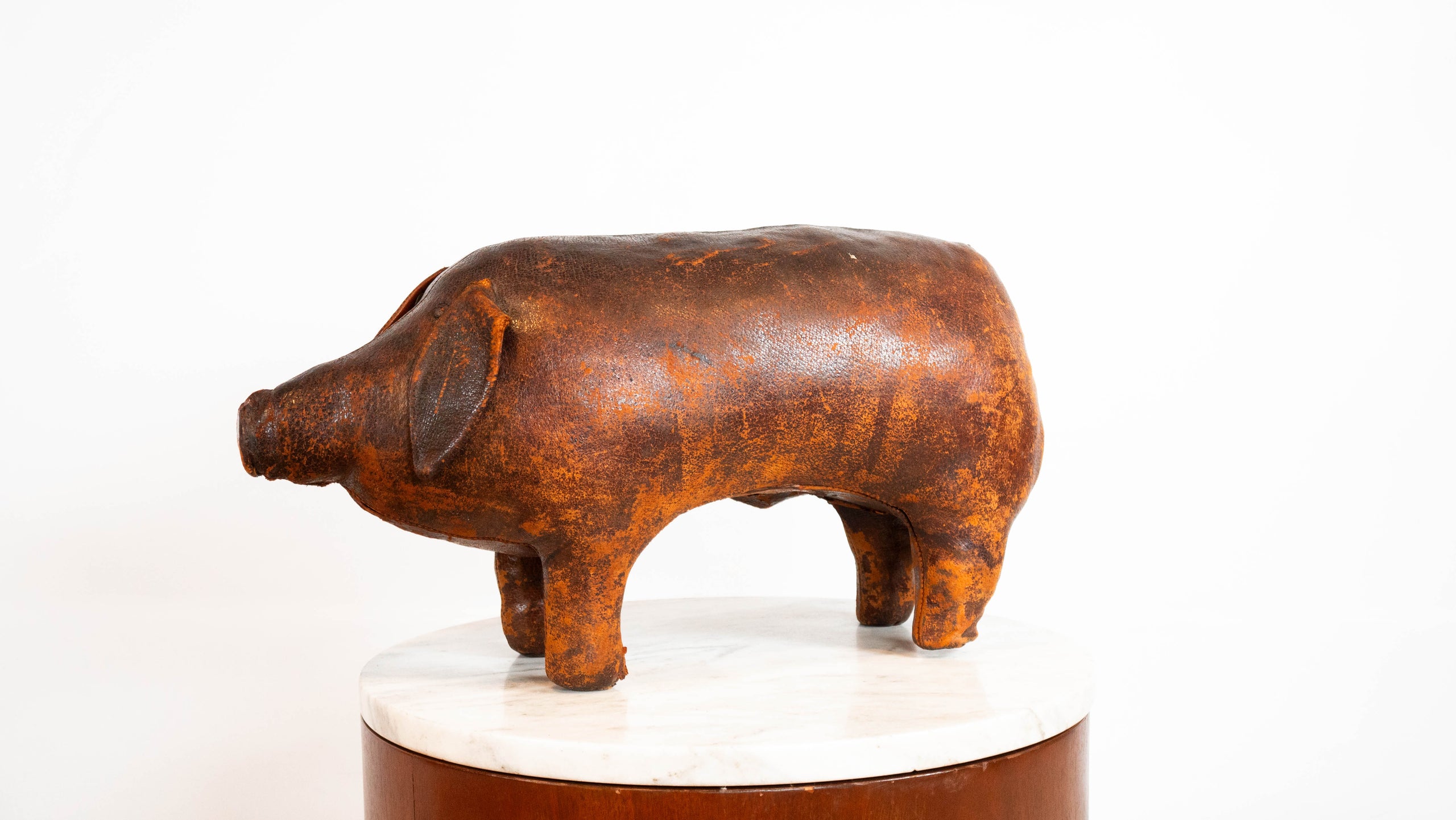 Vintage Dimitri Omersa Leather Pig Footstool