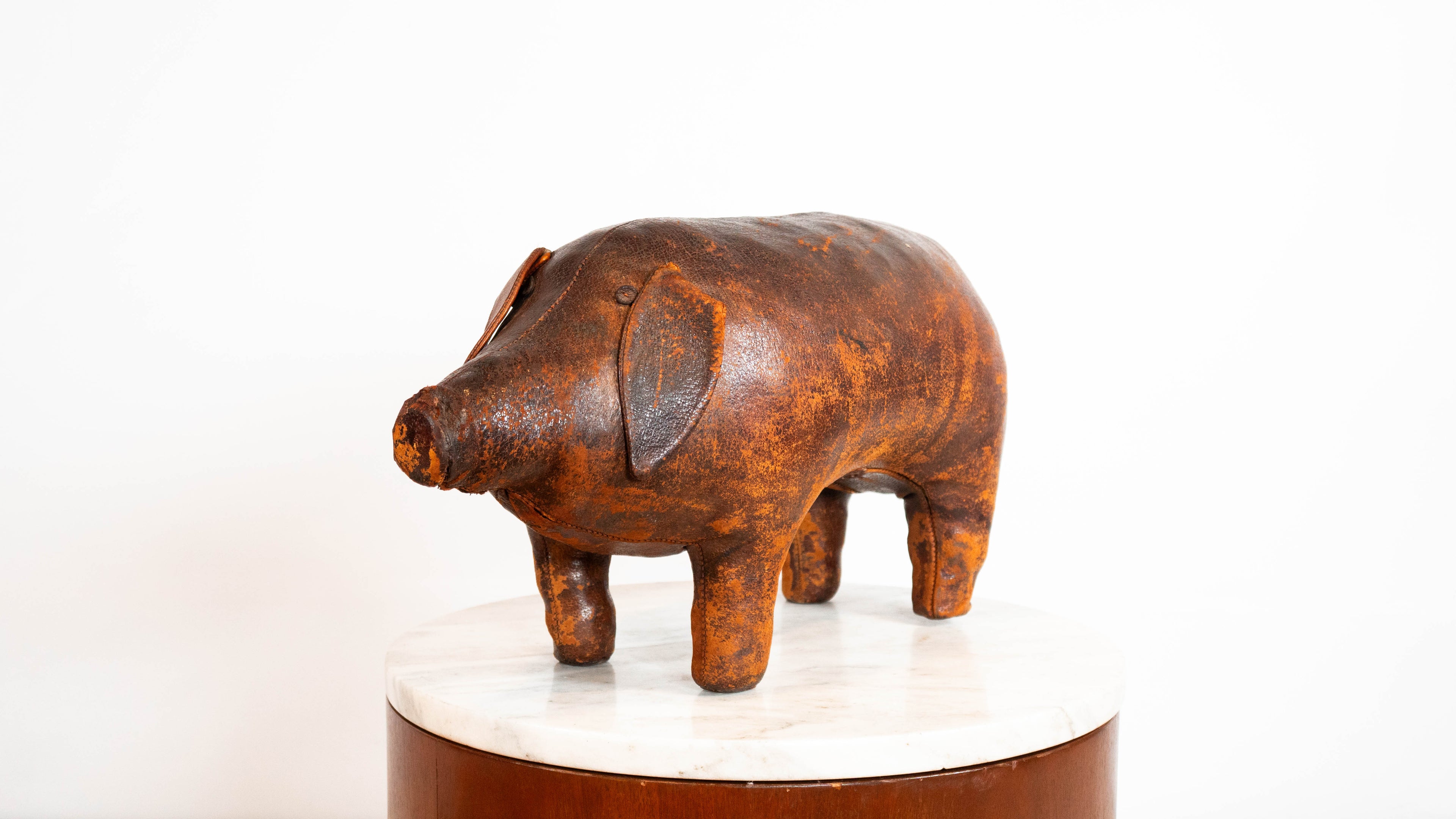 Vintage Dimitri Omersa Leather Pig Footstool