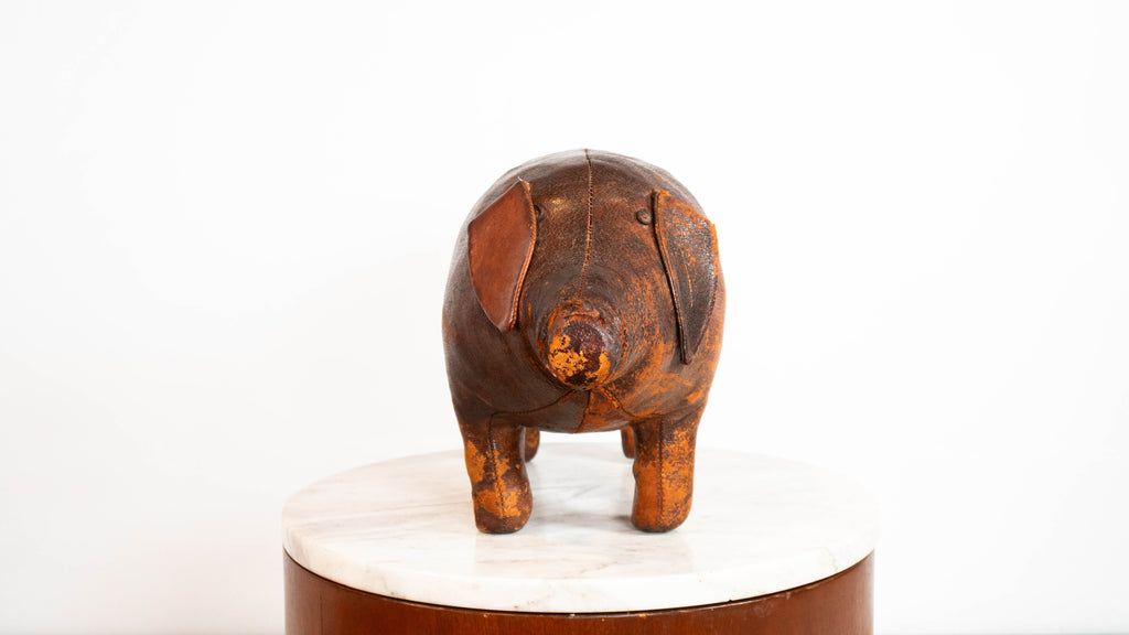 Vintage Dimitri Omersa Leather Pig Footstool