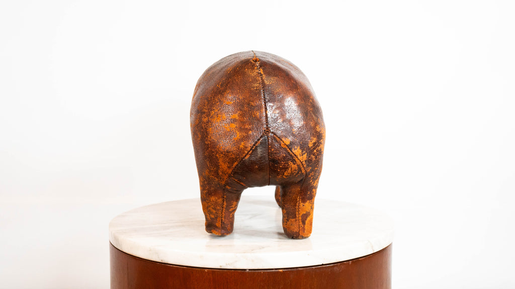 Vintage Dimitri Omersa Leather Pig Footstool