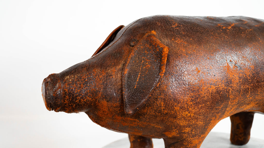 Vintage Dimitri Omersa Leather Pig Footstool