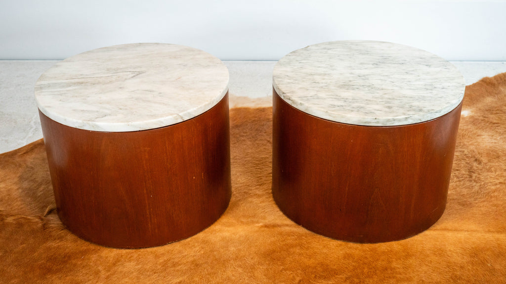 1980s Architectural Supplements for Habitat Carrara Marble Drums - A Pair