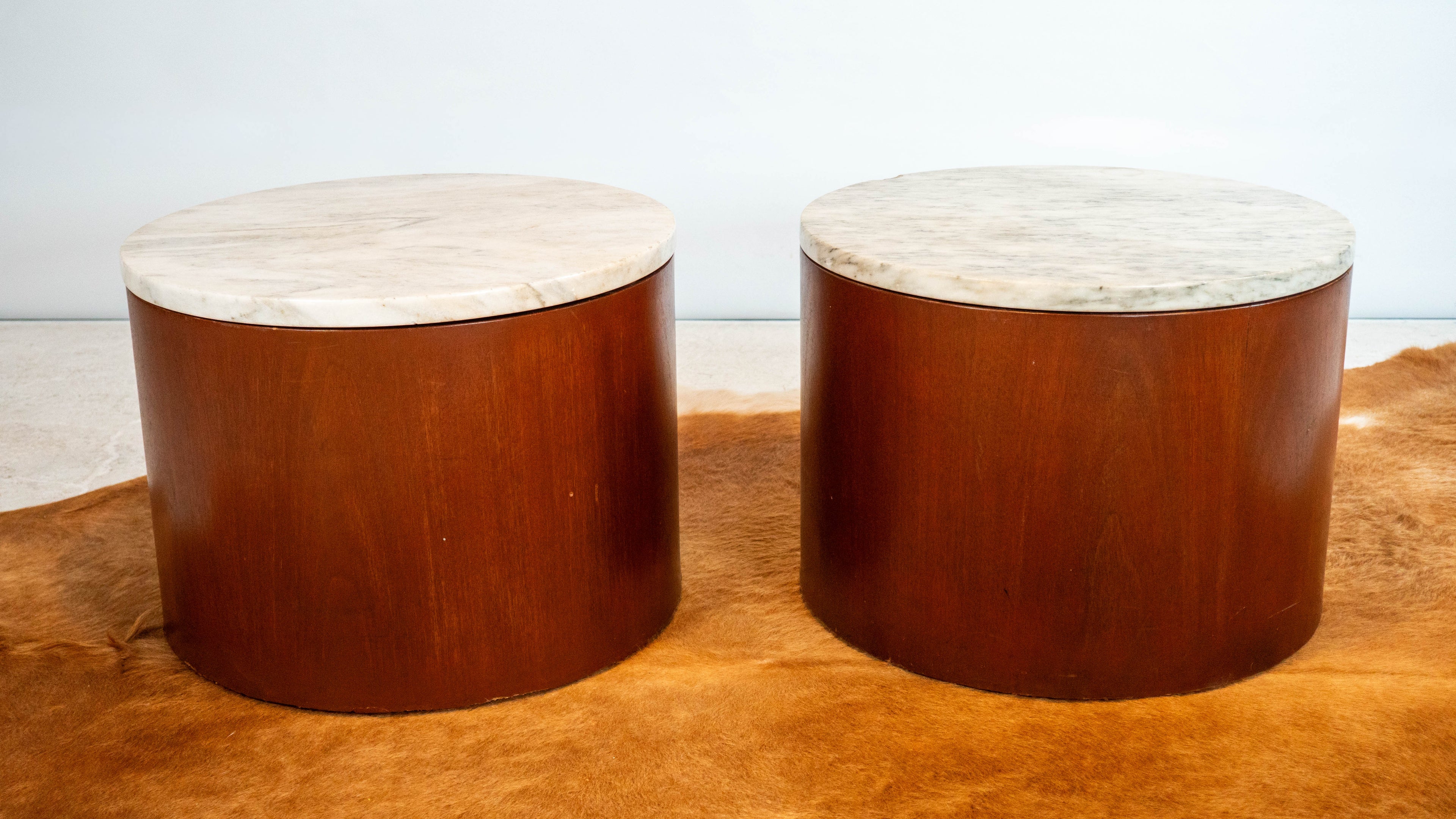 1980s Architectural Supplements for Habitat Carrara Marble Drums - A Pair