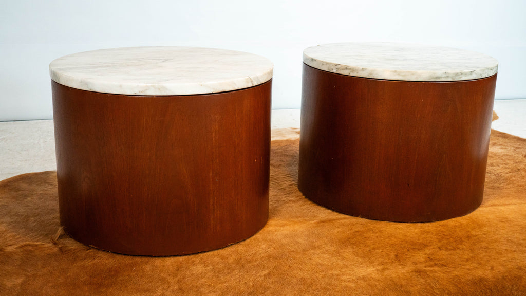 1980s Architectural Supplements for Habitat Carrara Marble Drums - A Pair