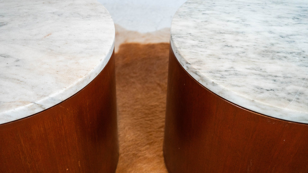 1980s Architectural Supplements for Habitat Carrara Marble Drums - A Pair