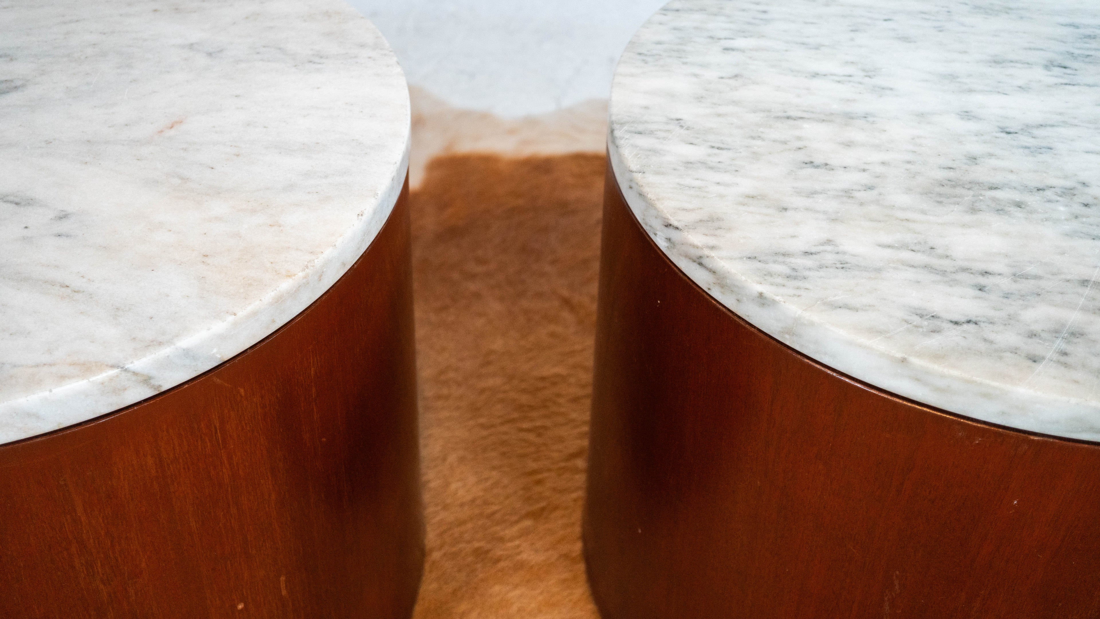 1980s Architectural Supplements for Habitat Carrara Marble Drums - A Pair