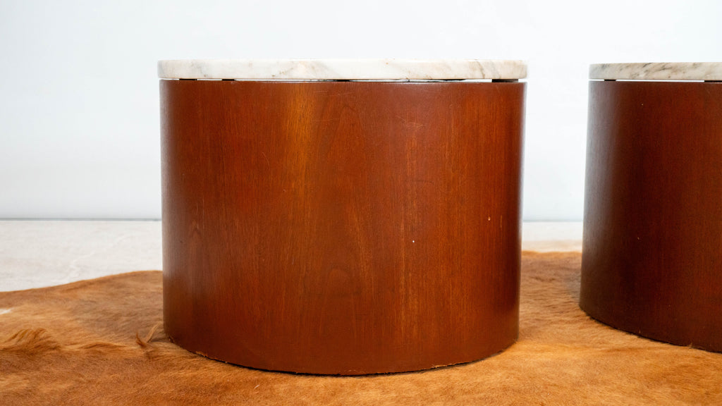 1980s Architectural Supplements for Habitat Carrara Marble Drums - A Pair