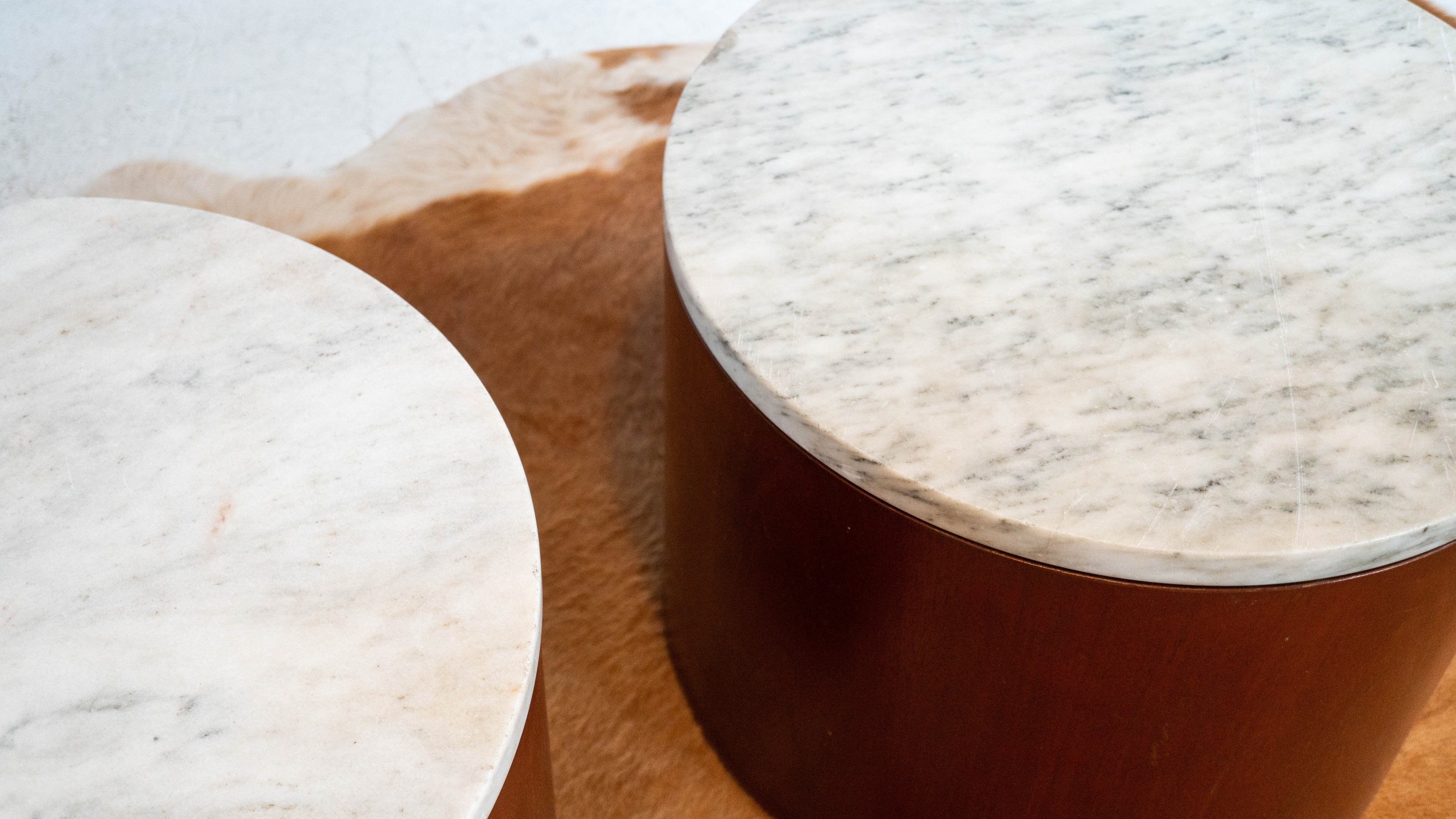 1980s Architectural Supplements for Habitat Carrara Marble Drums - A Pair