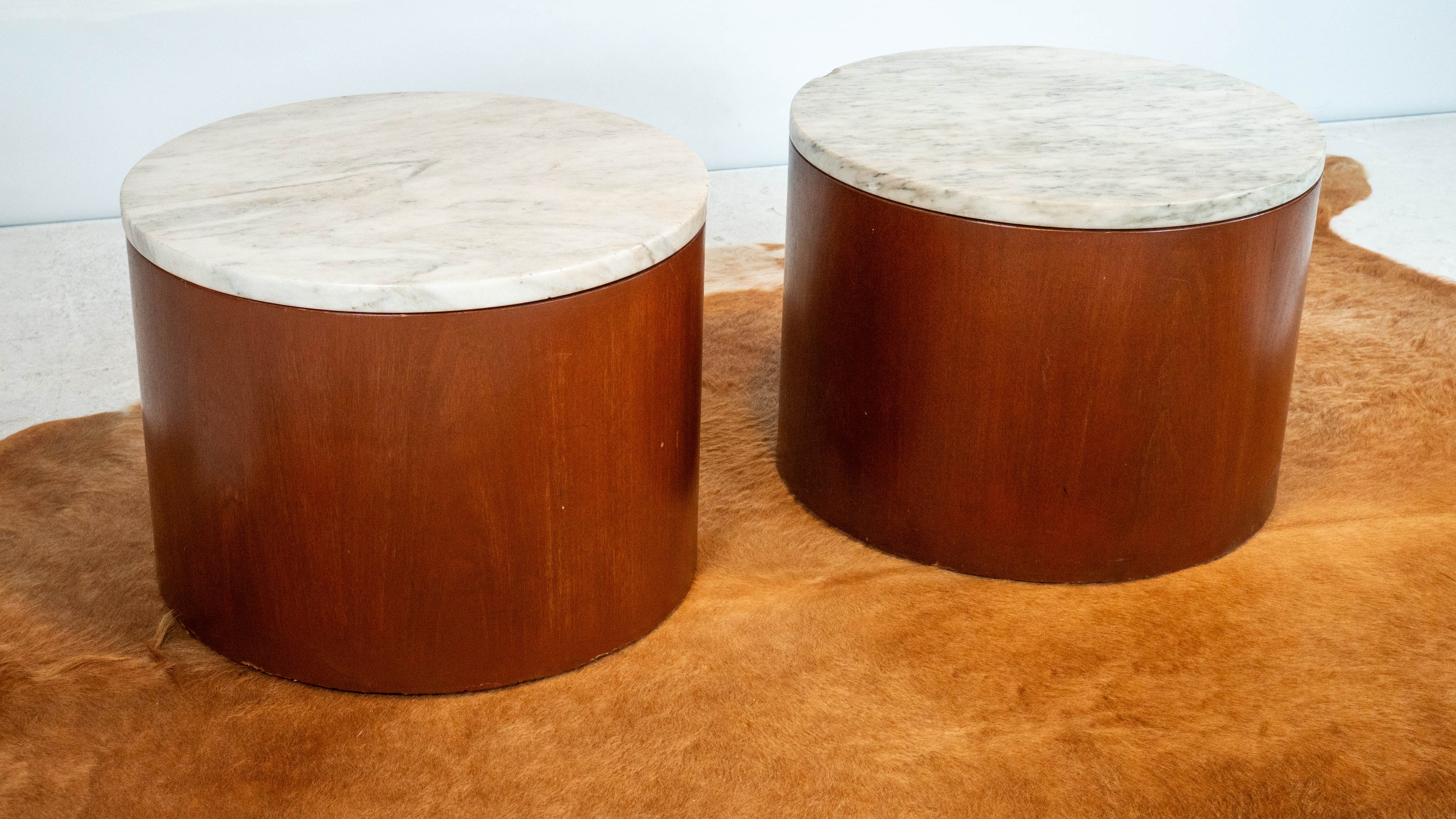 1980s Architectural Supplements for Habitat Carrara Marble Drums - A Pair