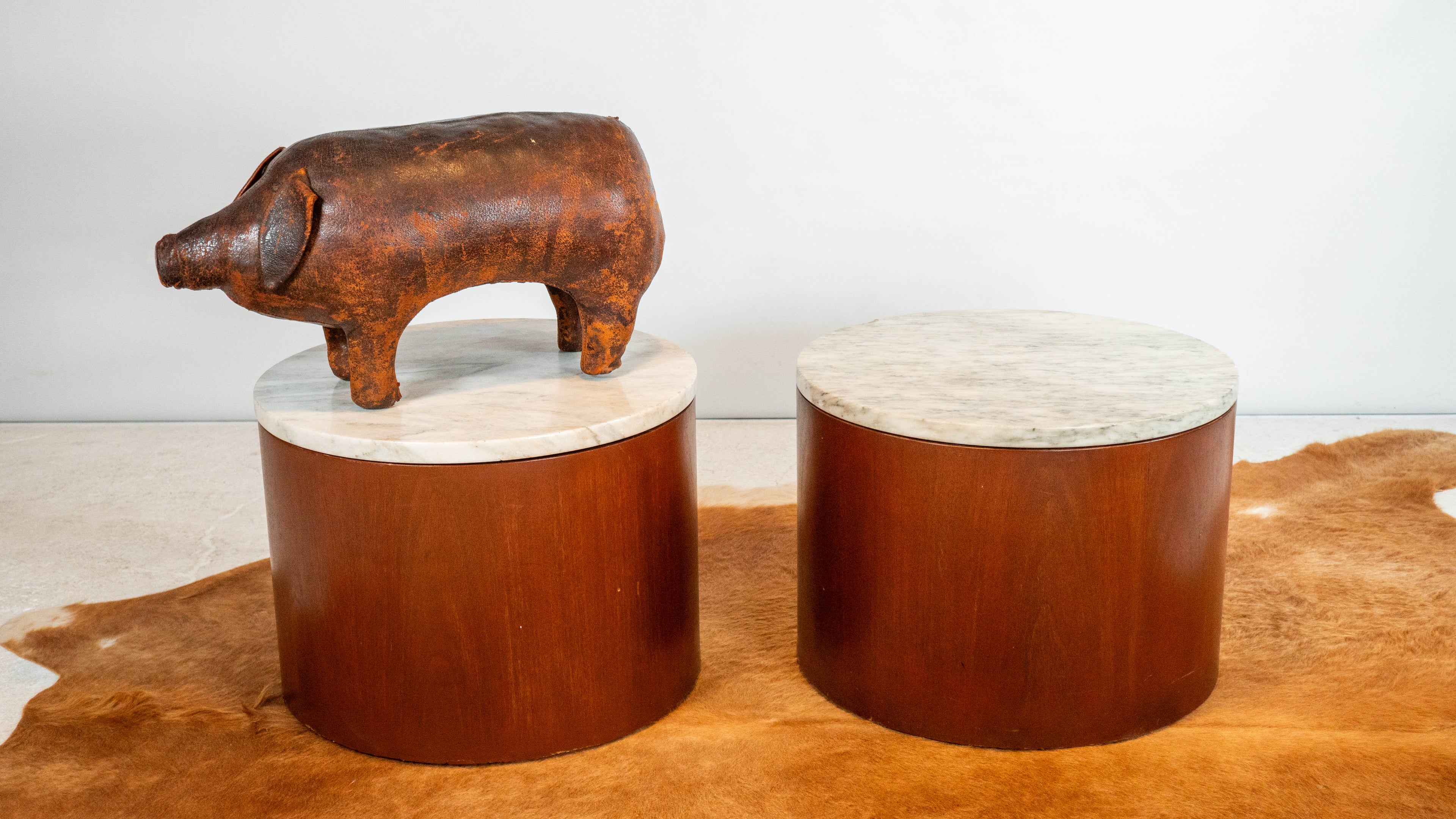 1980s Architectural Supplements for Habitat Carrara Marble Drums - A Pair