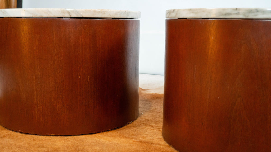 1980s Architectural Supplements for Habitat Carrara Marble Drums - A Pair