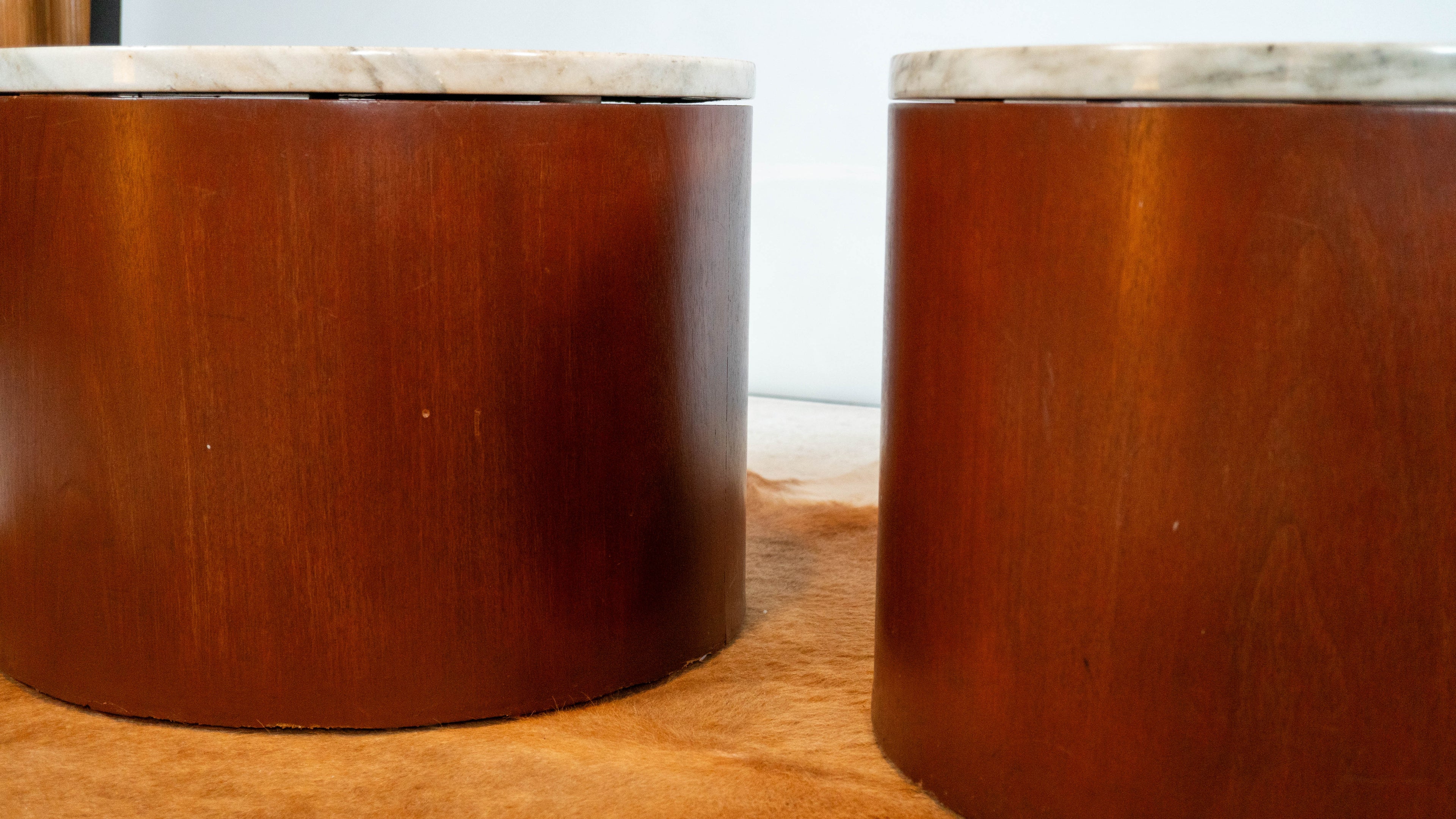 1980s Architectural Supplements for Habitat Carrara Marble Drums - A Pair