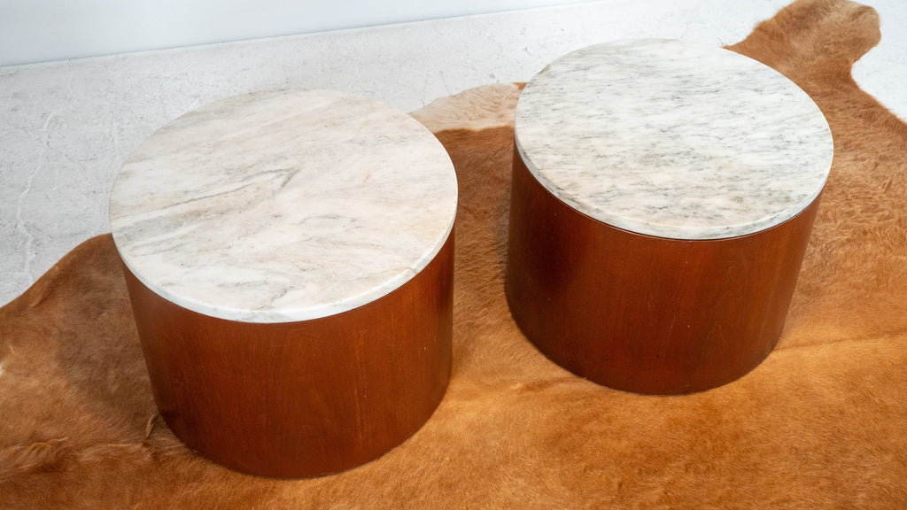 1980s Architectural Supplements for Habitat Carrara Marble Drums - A Pair