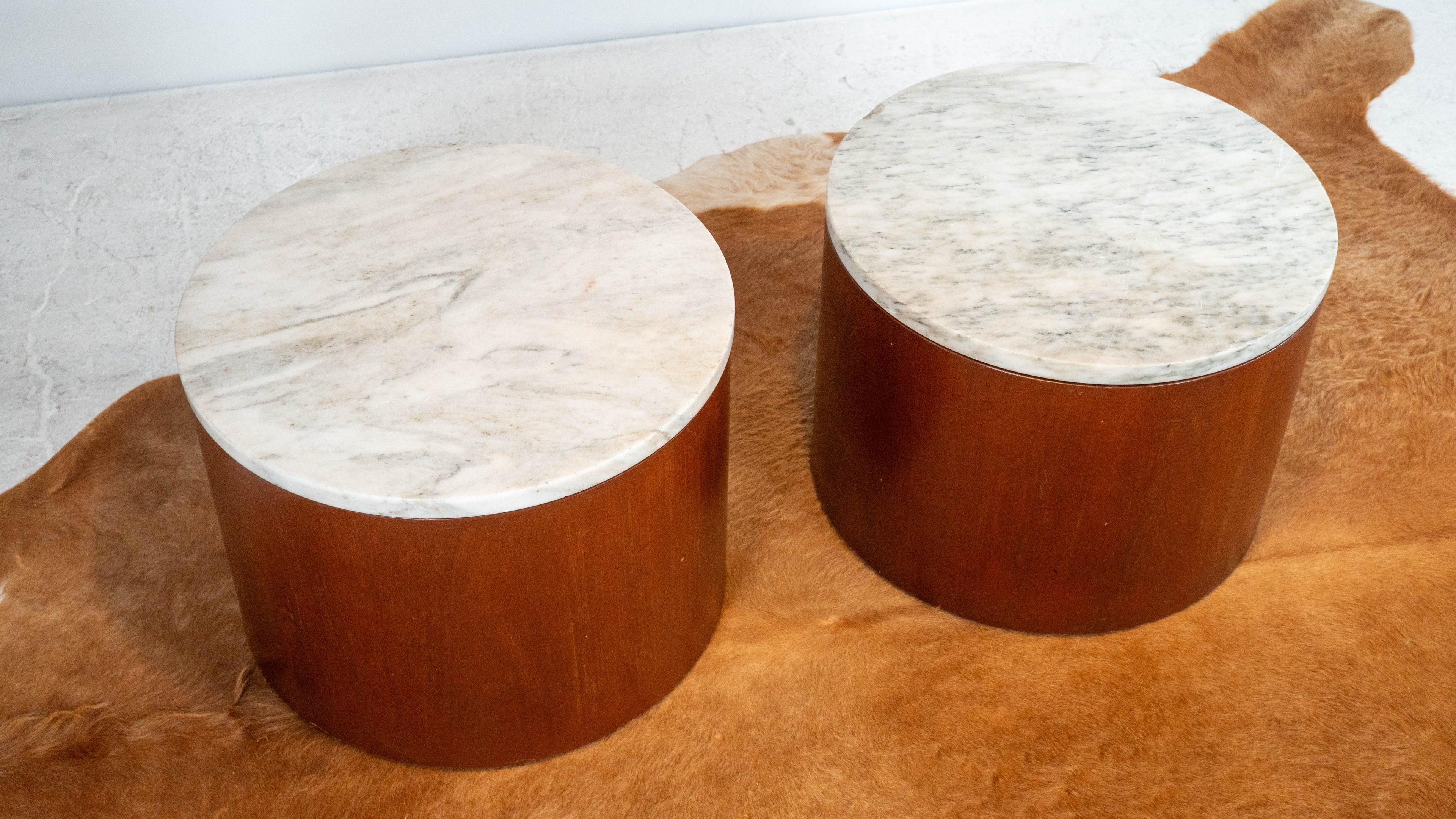 1980s Architectural Supplements for Habitat Carrara Marble Drums - A Pair