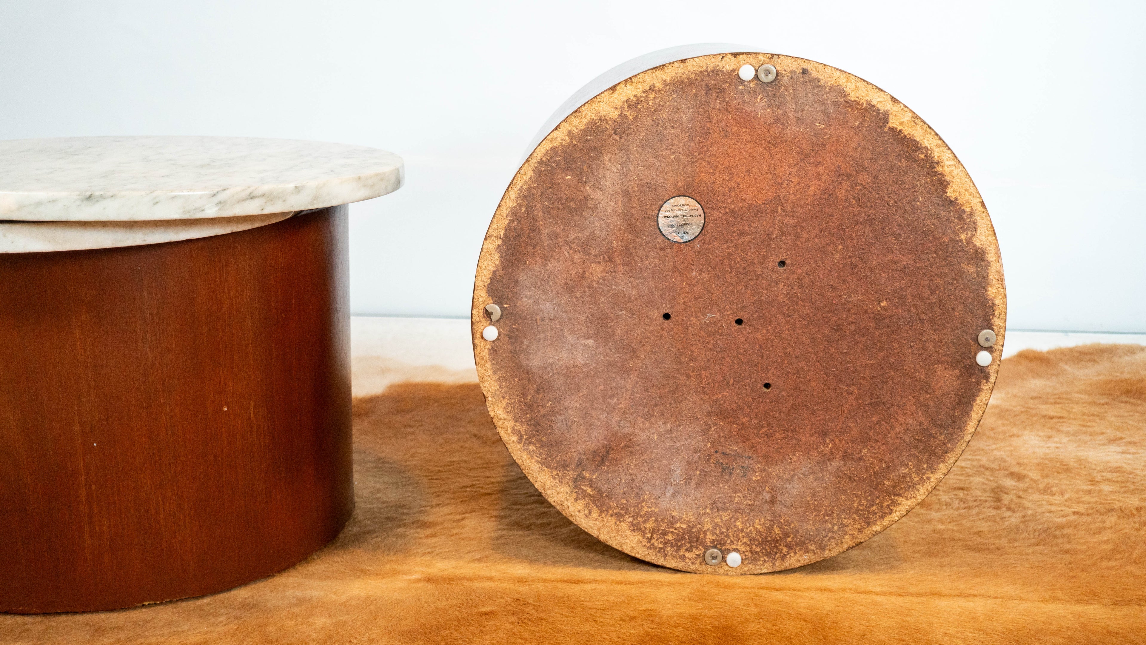 1980s Architectural Supplements for Habitat Carrara Marble Drums - A Pair