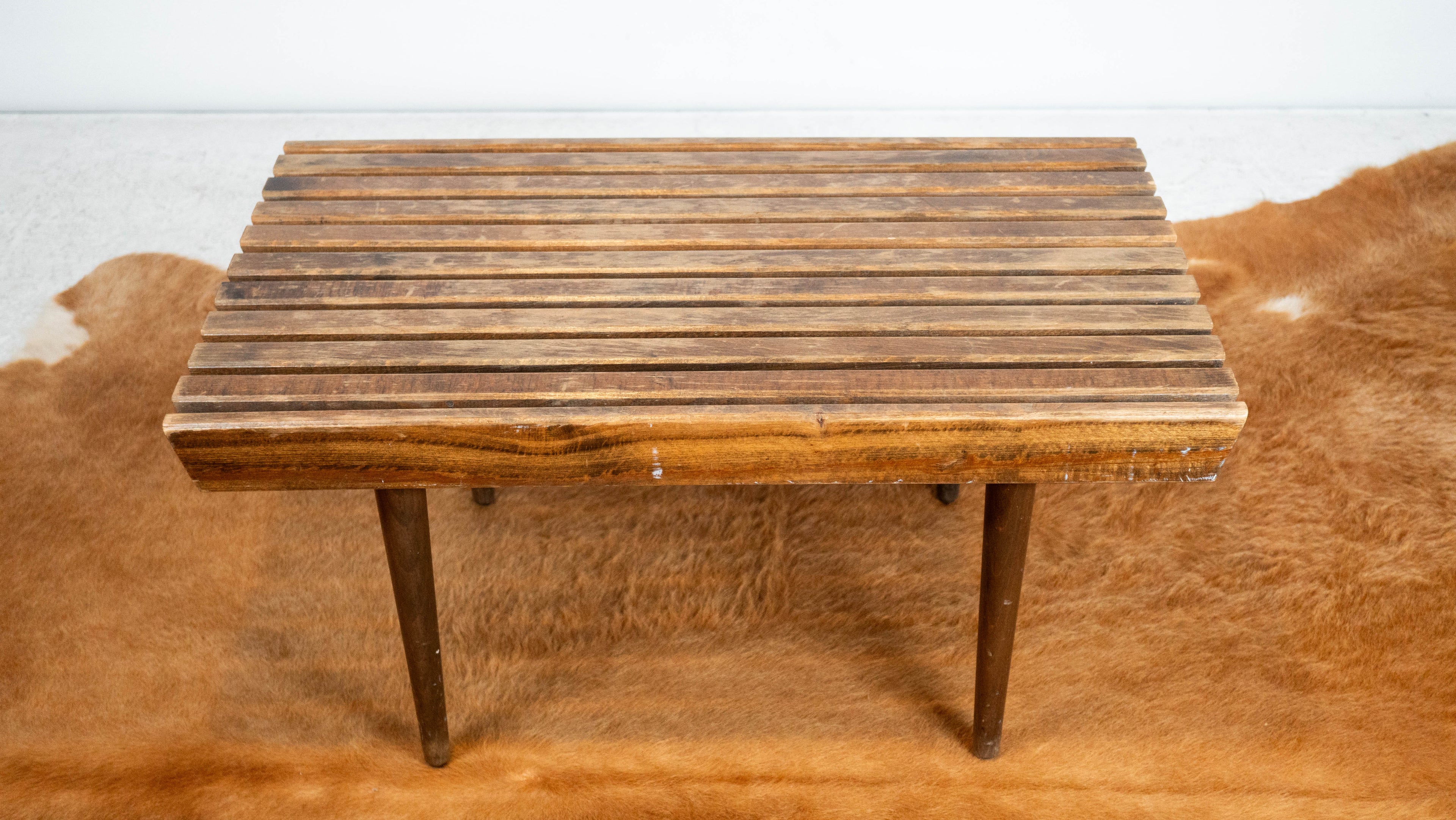 Vintage Mid Century Walnut Slat Bench or Table