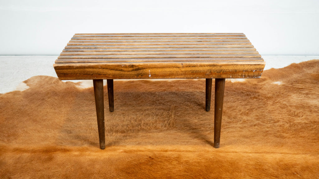 Vintage Mid Century Walnut Slat Bench or Table