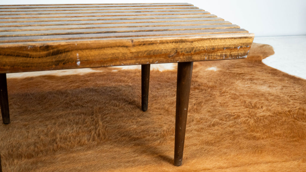 Vintage Mid Century Walnut Slat Bench or Table