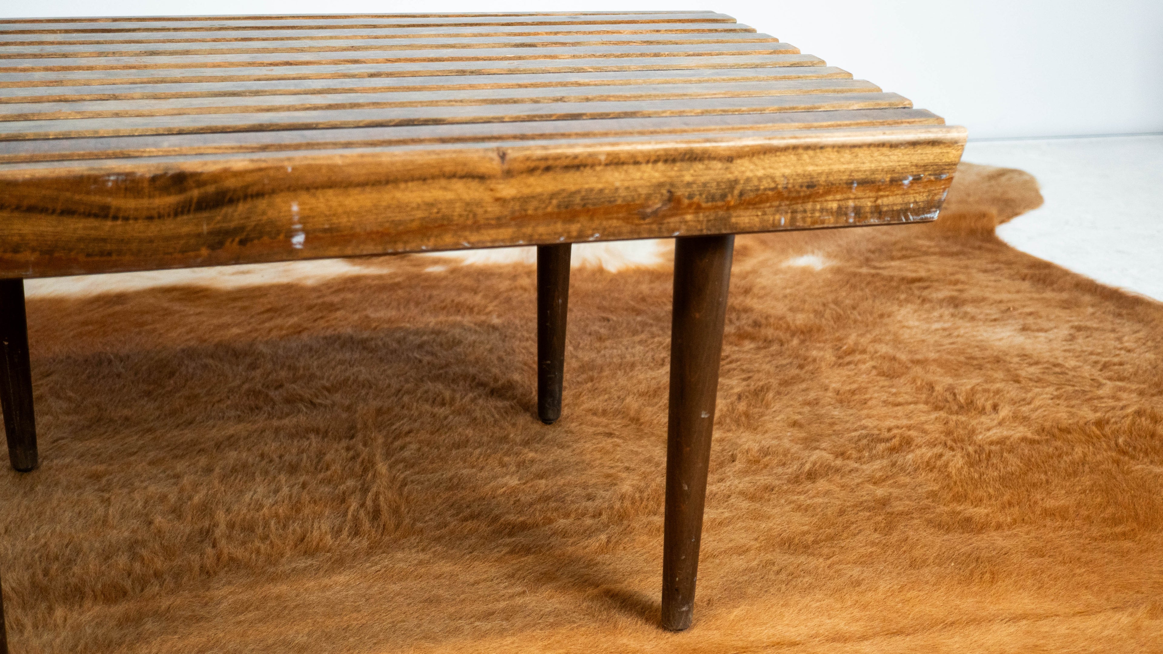 Vintage Mid Century Walnut Slat Bench or Table