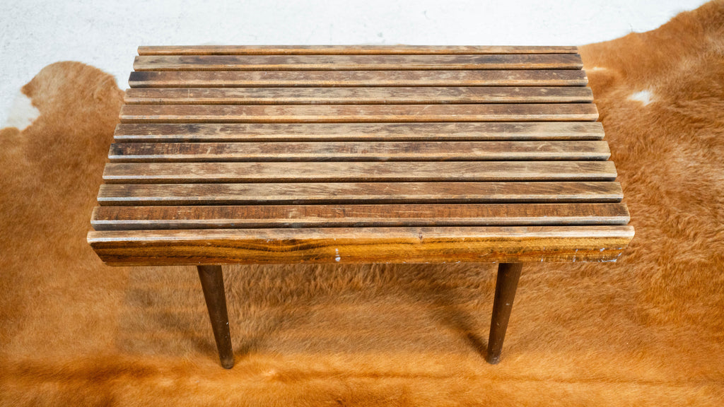 Vintage Mid Century Walnut Slat Bench or Table