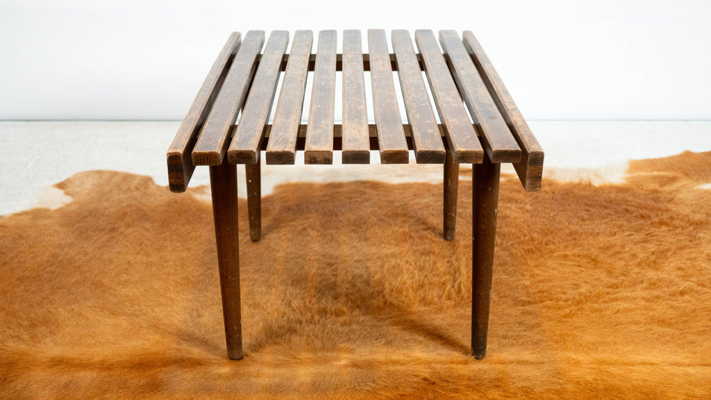 Vintage Mid Century Walnut Slat Bench or Table