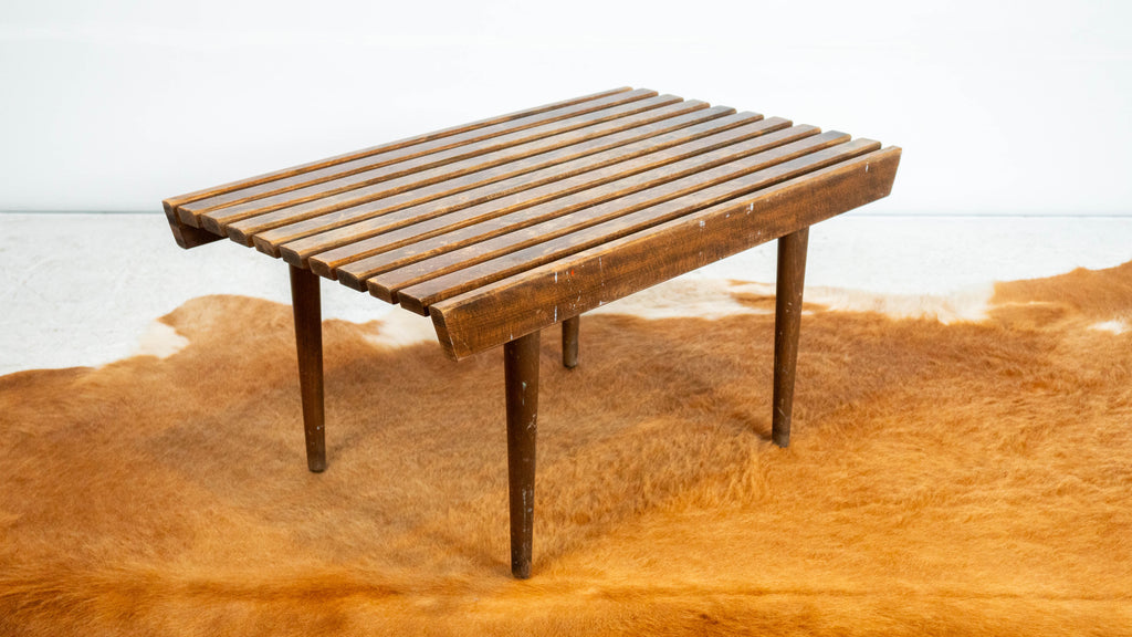 Vintage Mid Century Walnut Slat Bench or Table