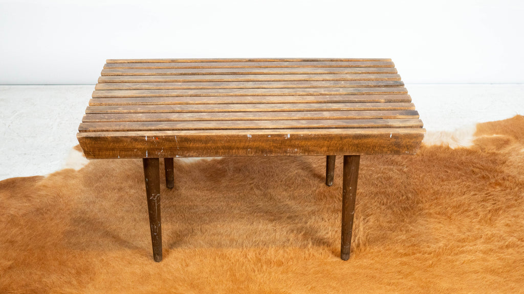 Vintage Mid Century Walnut Slat Bench or Table