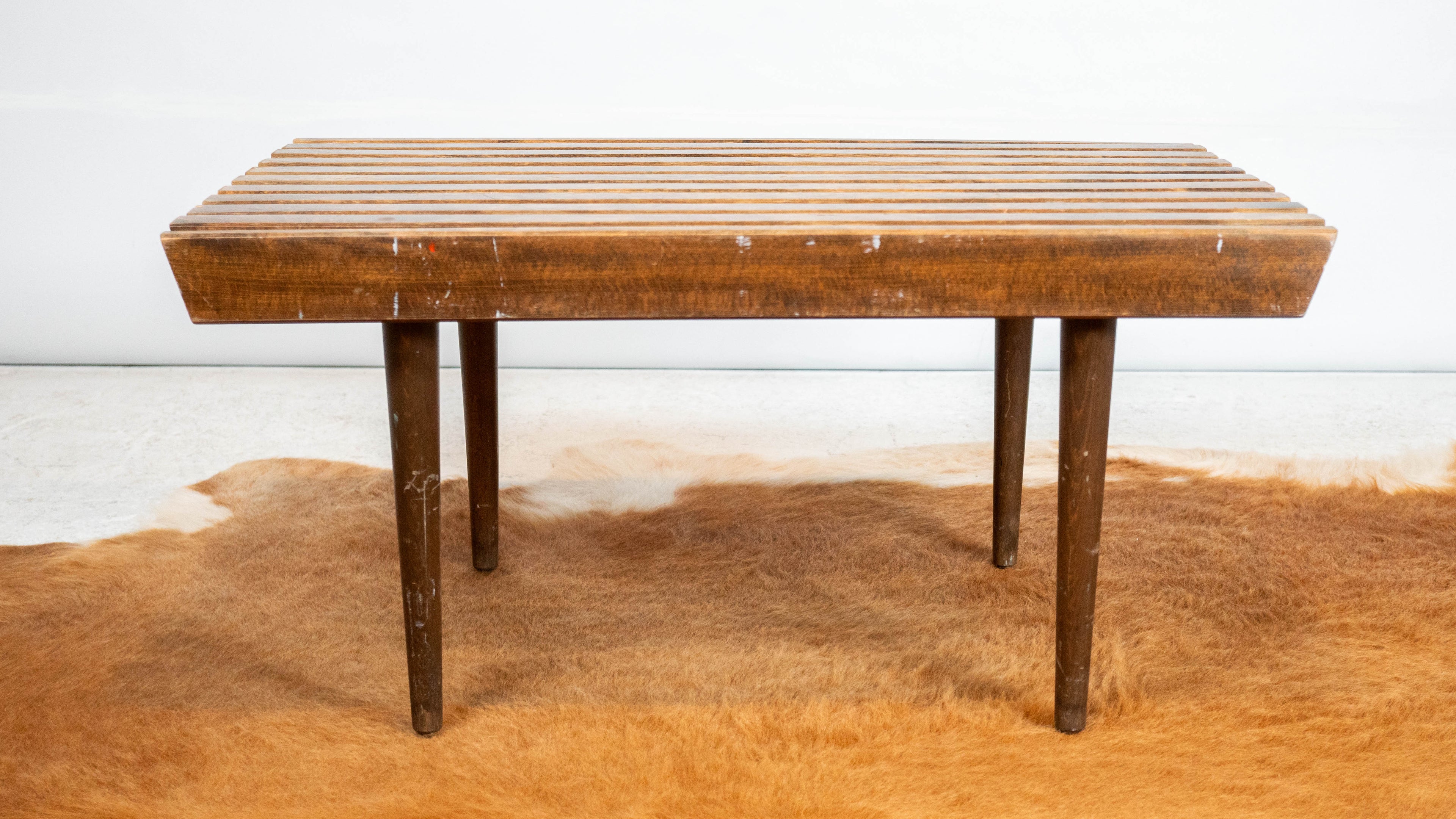 Vintage Mid Century Walnut Slat Bench or Table